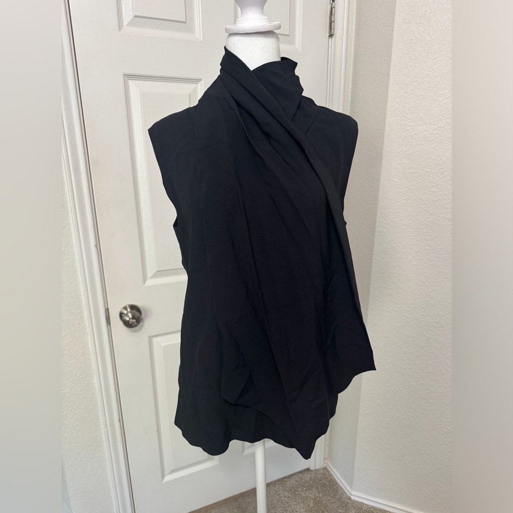 Adam Lippes Black Crepe Scarf Wrap Shell Sleeveless Blouse Size 8 - Picture 7 of 14